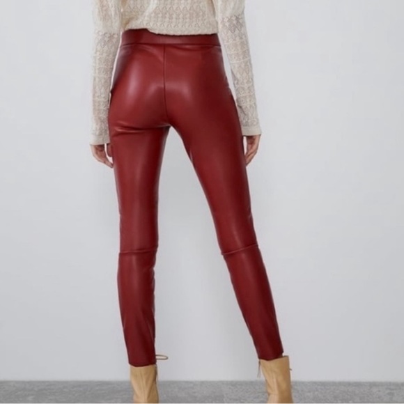 Zara Red faux leather Leggings - Picture 16 of 16